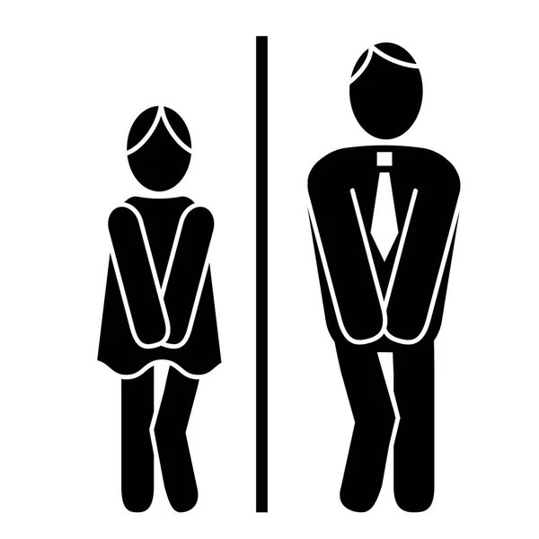 Туалетные Туалетные Символы Мужские Женские Иконы Изолированы Белом Фоне Силуэты — стоковое фото