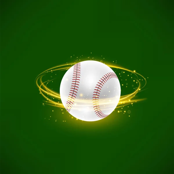 Bola Beisebol Voador Com Brilhos Amarelos Isolados Fundo Verde — Fotografia de Stock