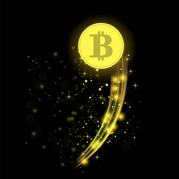 Goldene Bitcoin Isoliert Auf Schwarzem Hintergrund Kryptowährungs Ikone — Stockfoto