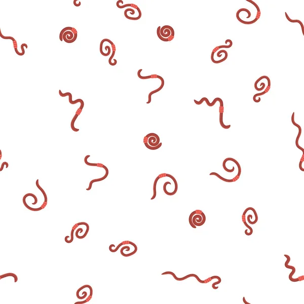 Animal Earth Red Worms Fishing Seamless Pattern White Background — Stock Photo, Image