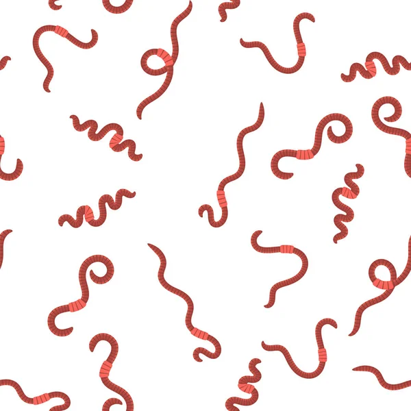 Animal Earth Red Worms Fishing Seamless Pattern White Background — Stock Photo, Image