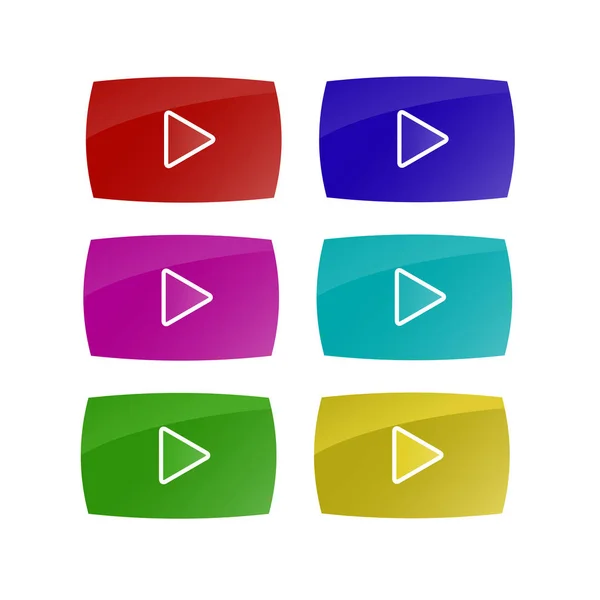Set Colorful Play Buttons Isolated White Background Media Player Interface — Stock Photo, Image