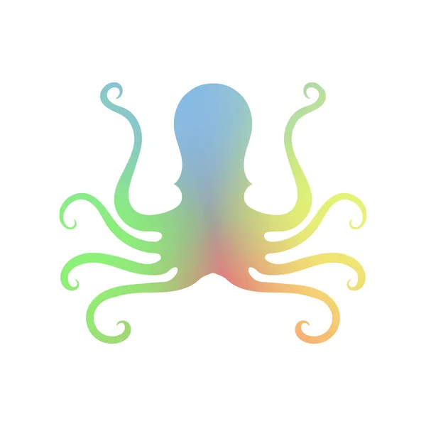 Färgglad Bläckfisk Ikonen Isolerad Vit Bakgrund Stilized Logo Design Havet — Stockfoto