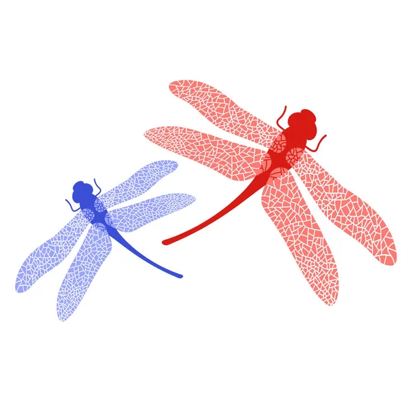 白い背景の上に色 Stilized トンボが分離されました 昆虫のロゴデザイン Viridls — ストック写真