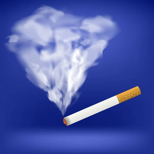 Cigarro Chamas Isolado Fundo Azul Fumaça Transparente — Fotografia de Stock