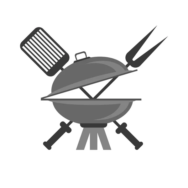 Grill Graues Symbol Isoliert Auf Weißem Hintergrund — Stockfoto