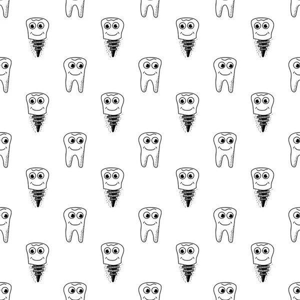 Healthy Teeth Seamless Pattern Human Molar Isolated White Background — Stock Photo, Image