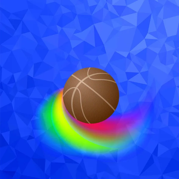 Basketball Orange Ball Icon Isoliert Auf Blauem Polygonalen Hintergrund Design — Stockfoto