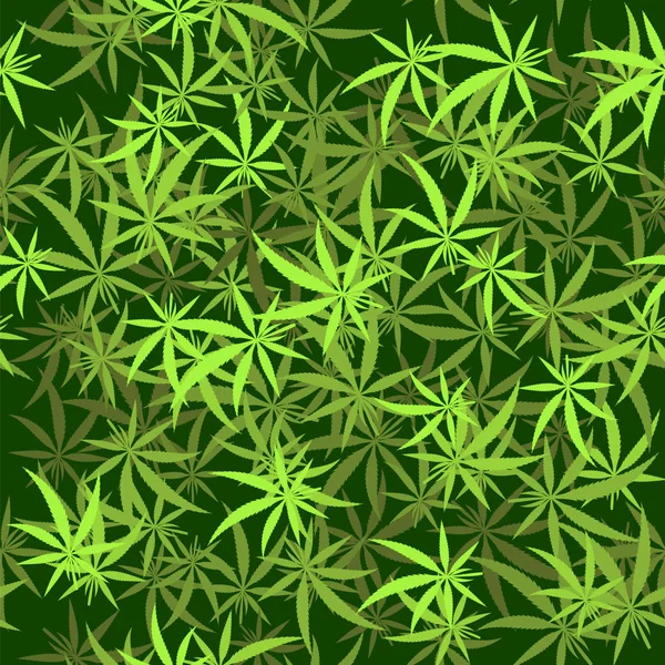 Green Cannabis Leaves Seamless Background Marijuana Pattern Medical Hemp Growth — Stock Photo, Image
