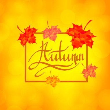 Sonbahar Kaligrafi. Sarı Bulanık Arkaplanda Mevsimlik Harfler.