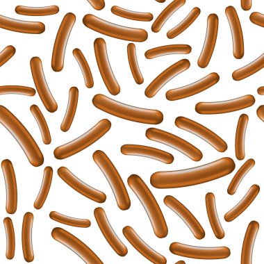 Beyaz Arkaplanda Gerçekçi Haşlanmış Sosis Kusursuz Desen. Sokak Fast Food.