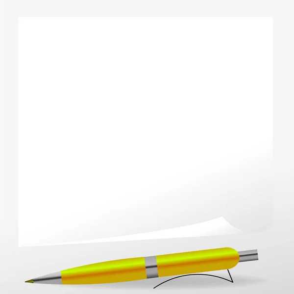 Yellow Pen Paper Isolated Grey Background — Stock Photo, Image