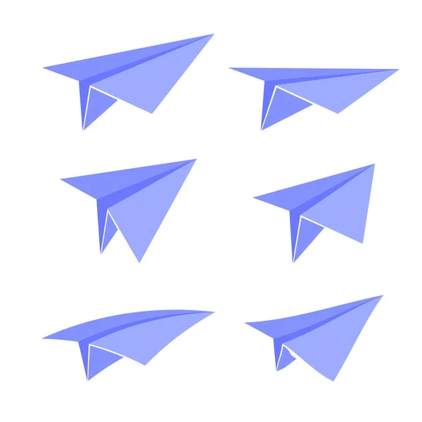 Blauw Papier Vliegtuig Set Geïsoleerd Witte Achtergrond — Stockfoto