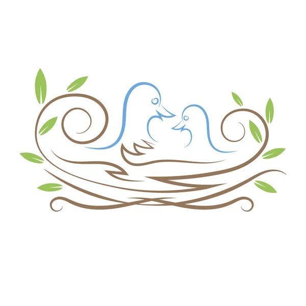 Изолированная икона гнезда и птиц — стоковый вектор