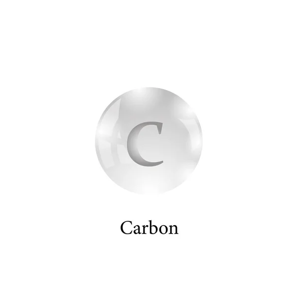 Molekula uhlíku izolovaných na bílém pozadí. Chemický prvek v periodické tabulce. — Stockový vektor
