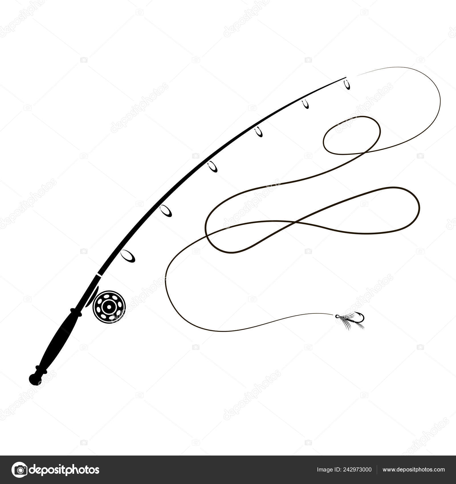 Fishing Rod Silhouette with Fishing Hook Stock Vector by ©valeo6 242973000