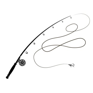 Fishing Rod Silhouette with Fishing Hook clipart