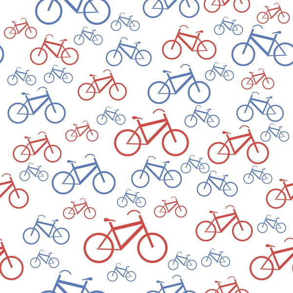 Red Blue Bicycle Silhouette Seamless Pattern