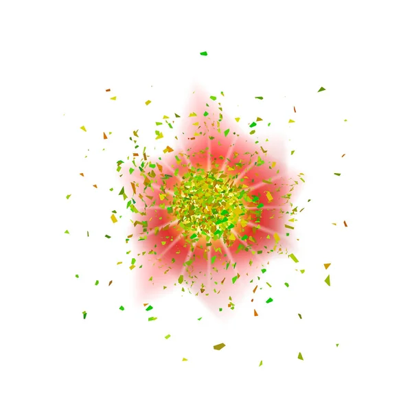 Nuage Explosion Morceaux Verts Sur Fond Blanc Des Particules Aiguës — Image vectorielle