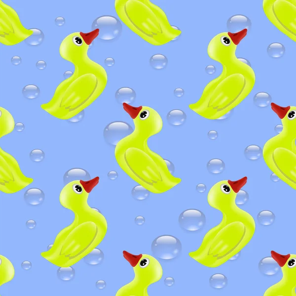 Lustige Gummi gelbe Ente nahtlose Muster — Stockvektor