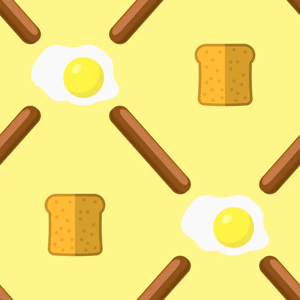 Eier, Grillwürste und Brot nahtlos. Fast Food Textur. — Stockfoto