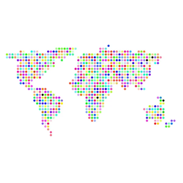 Carte du monde pointillée colorée — Image vectorielle