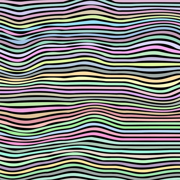 Modèle rayé coloré. Rubans de couleur ondulée. Texture des lignes courbes . — Image vectorielle