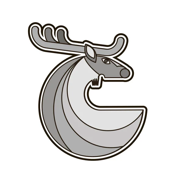 Grey Deer Round Icon — Stock Vector