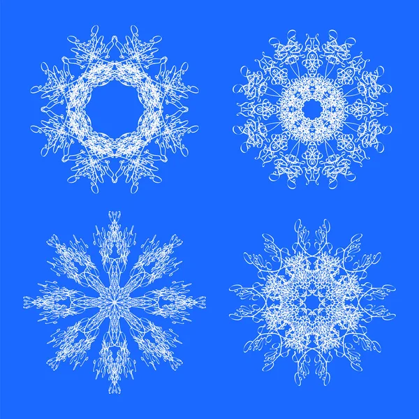 Set van verschillende winter witte sneeuwvlokken. — Stockvector