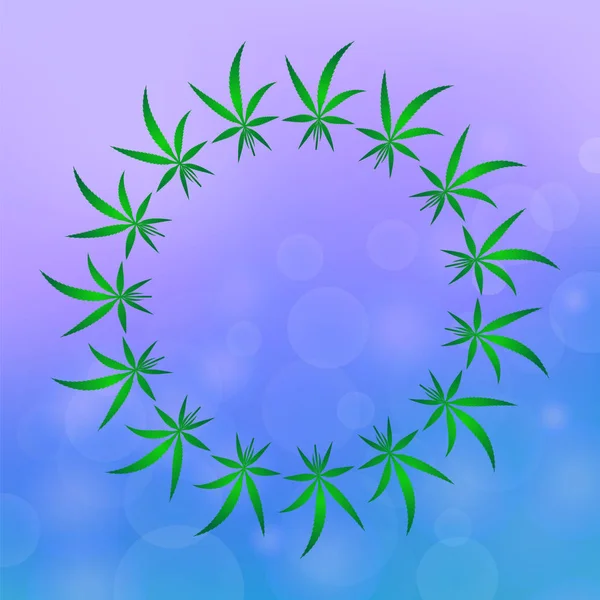 Modello di foglie di cannabis verde. Marijuana cerchio telaio — Vettoriale Stock