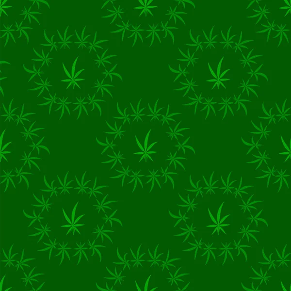 Zielone konopie pozostawia tło. Zielona marihuana bez szwu wzór — Zdjęcie stockowe