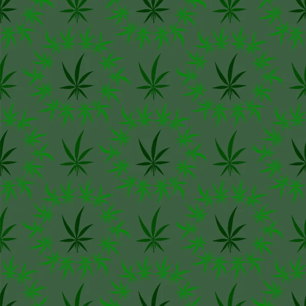 Cannabis Leaves Background. Pola Tanpa Lautan Mariyuana Medis Hijau - Stok Vektor