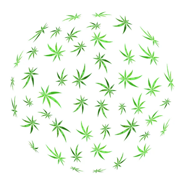 緑の大麻は背景を残します。医療用マリファナパターン。フローラルロゴデザイン — ストック写真