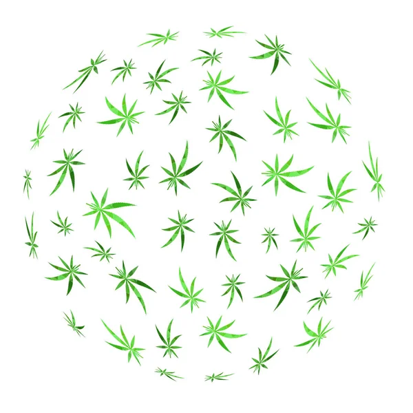 Grön cannabis lämnar bakgrunden. Medicinsk marijuana mönster. Blomster logo typ design — Stock vektor