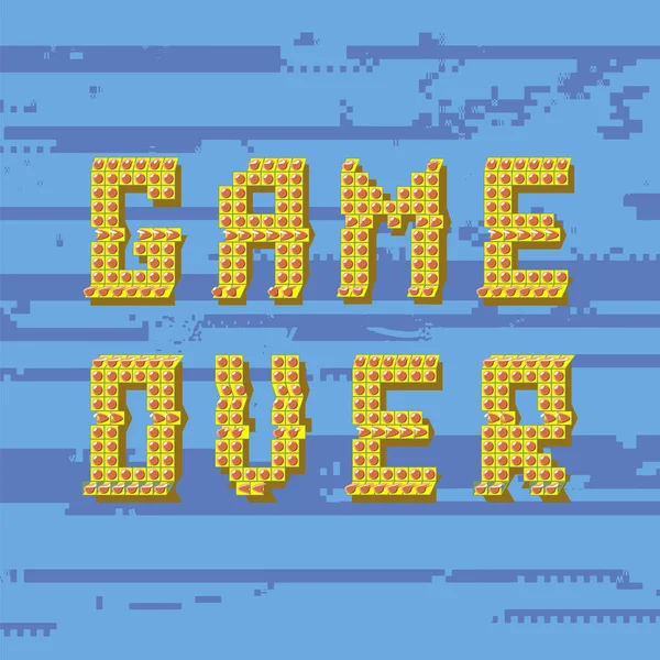 Pixel Game Over Sign on Glitch Blue Banner. Gaming Concept. Video Game Screen.