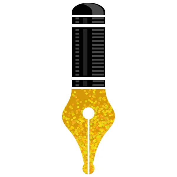 Goldfeder-Symbol isoliert auf weißem Hintergrund. Brunnen-Logo-Design — Stockvektor