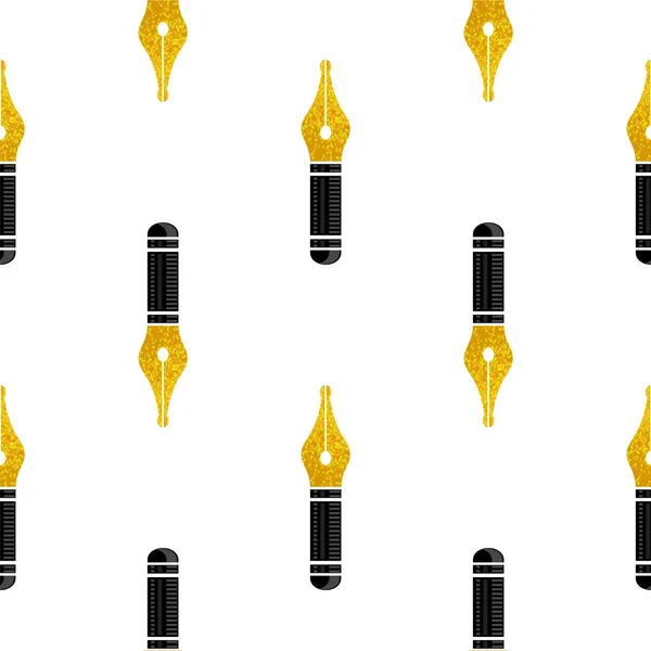 Icona con pennino in oro raster Modello senza cuciture. Fontana logo Design Pattern . — Foto Stock