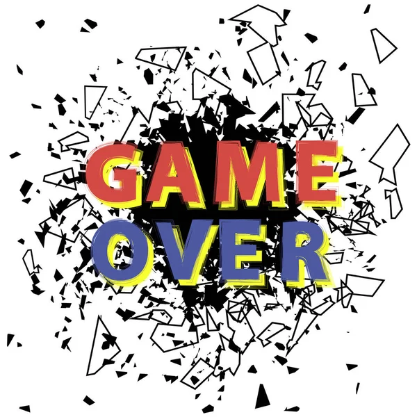 Retro Game Over Sign with Explosion. Gaming Concept. Video Game Screen.