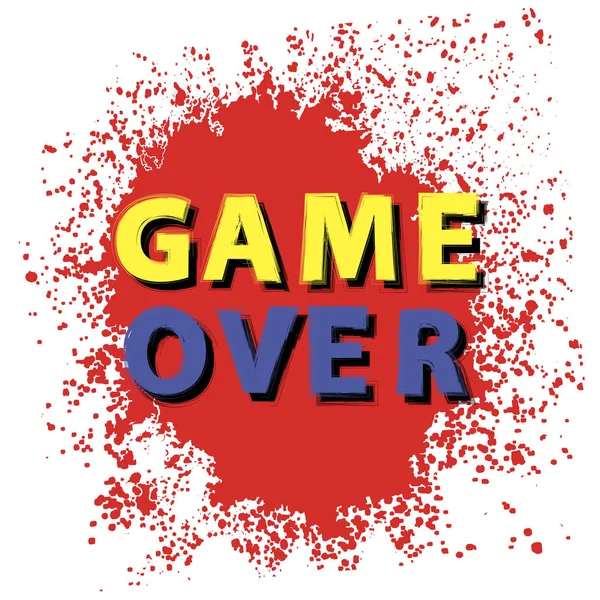 Retro Game Over Sign com Red Drops em fundo branco. Conceito de Jogo. Tela do jogo de vídeo — Vetor de Stock