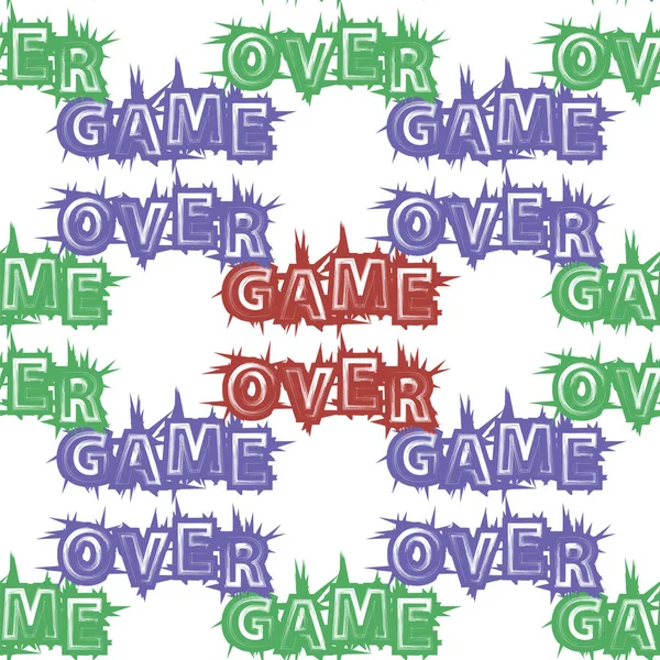赤い青緑のゲームオーバーサインシームレスパターン。ゲームコンセプト。ビデオゲーム画面。タイポグラフィデザインポスター — ストック写真