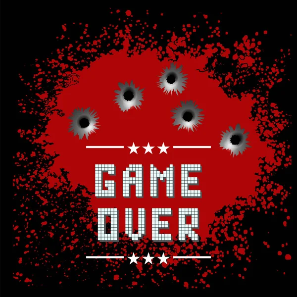 Retro Game Over segno con gocce rosse. Concetto di gioco. Schermo del videogioco — Vettoriale Stock