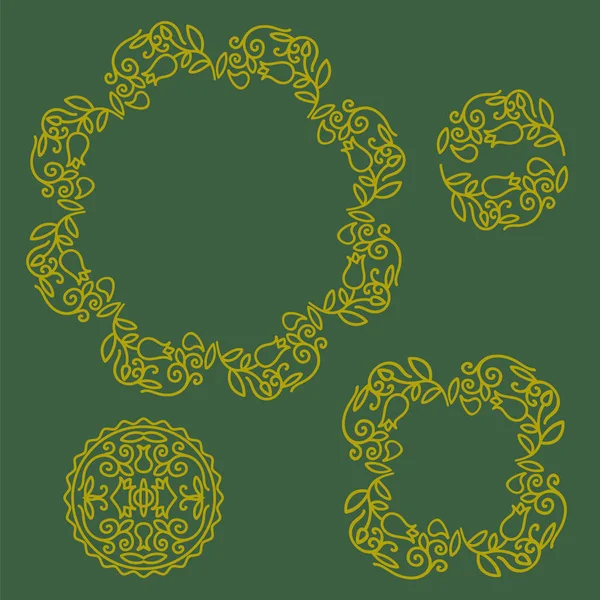 Cadre floral et ensemble de logo — Image vectorielle