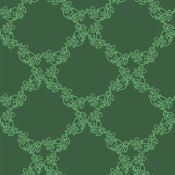 Patrón inconsútil floral verde aislado sobre fondo verde —  Fotos de Stock