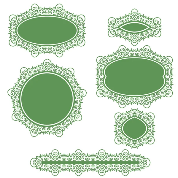 Cadre floral vert et ensemble de logo pour cosmétiques — Photo