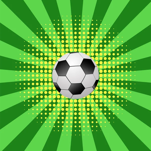 Футбольний м'яч значок на напівтоновому зеленому жовтому фоні — стоковий вектор