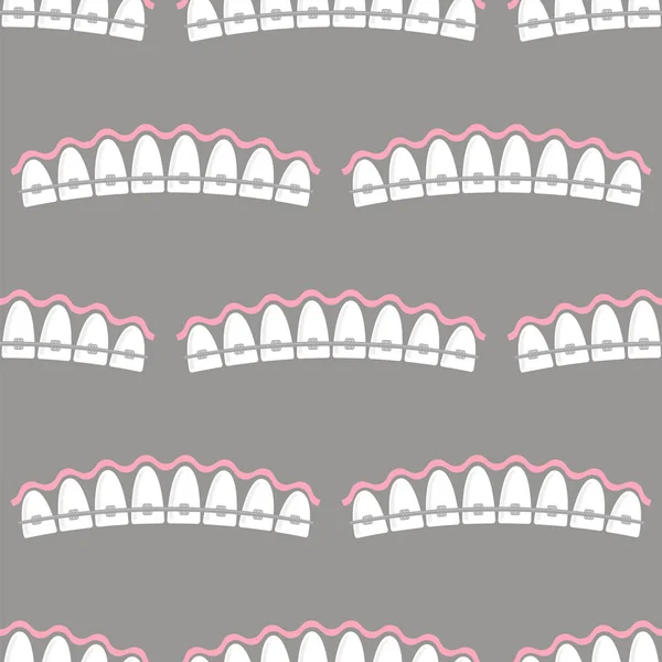 Medicinska hängslen tänder. Tandvården sömlös bakgrund. Ortodontisk behandling. — Stockfoto