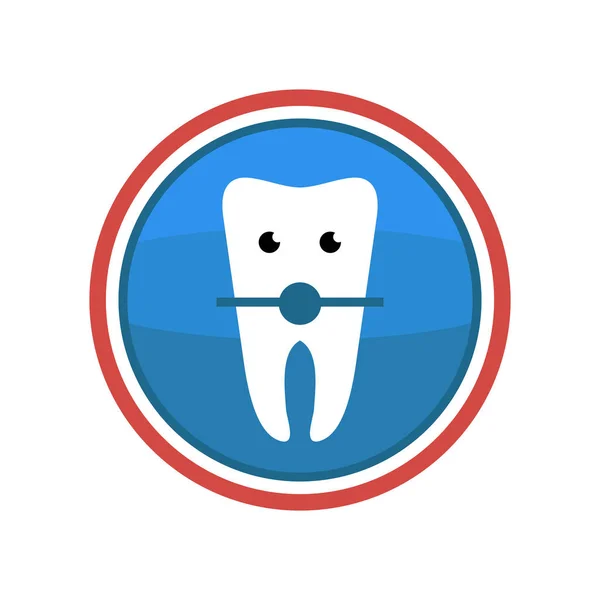 Logo v zdravém lidském zubu. Koncepce zubní péče pro stomatologické lékařství nebo lékařské středisko zubaře — Stockový vektor