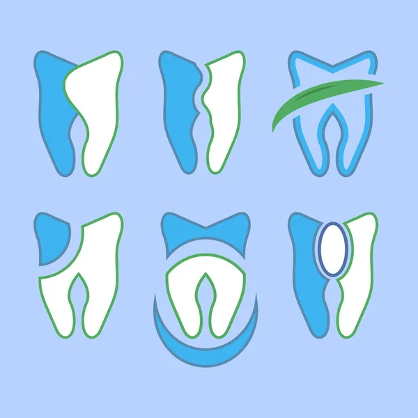 Gezonde menselijke tooth logo op blauwe achtergrond. Tandheelkundige zorg concept voor tandheelkunde kliniek of tandarts medisch centrum — Stockvector