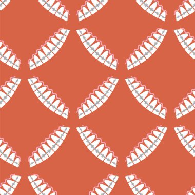 Tıbbi Diş Telleri Dişler. Diş Bakımı Sorunsuz Arka Plan. Ortodontik Tedavi. Karikatür Açılış Ağzı