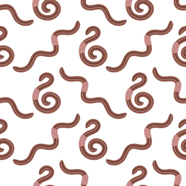Animal Earth Red Worms for Fishing Seamless Pattern — Stock Vector